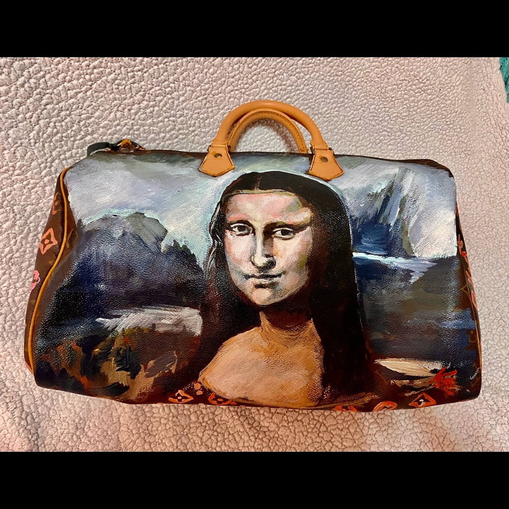 Custom painted Authentic Louis Vuitton Speedy 40,Satchel Bag .